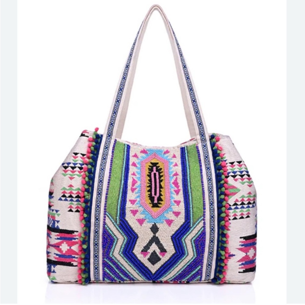 Pink and Blue Geometric Tote Bag
